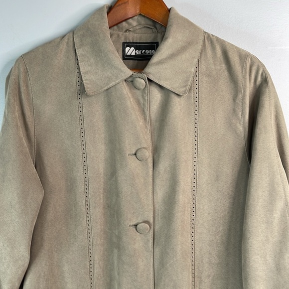 VINTAGE Y2K Marcona Chamois Jacket Olive Green Perforated Seams Size L - Picture 2 of 13